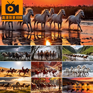 2026马年新年贺岁春节马群万马奔腾奔跑晚会LED背景动态视频素材