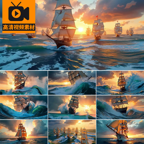 震撼海浪帆船乘风破浪海上扬帆起航励志奋斗企业文化宣传视频素材