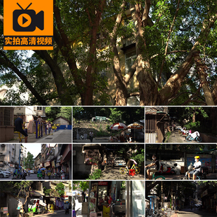 城市老城区街道光影人来人往居民生活气息烟火气日常小区视频素材