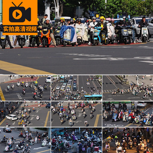 城市喧嚣道路交通上班下班高峰期拥挤骑电动车流忙碌高清视频素材