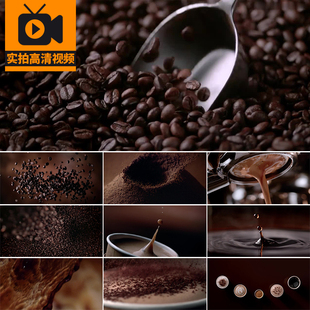 咖啡豆咖啡现磨特写手工研磨冲泡加工制作慢动作高清实拍视频素材