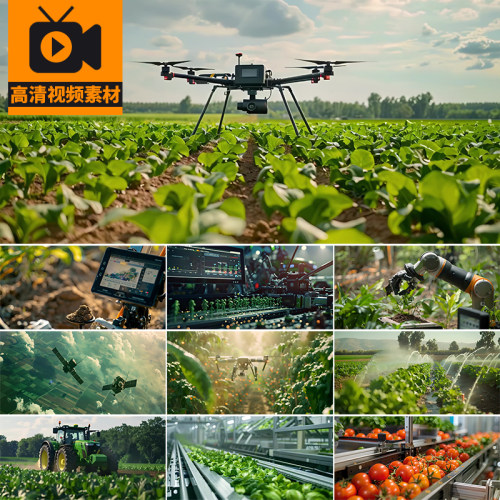智慧农业科技生态现代农业种植大棚温室蔬菜自动科技数字视频素材