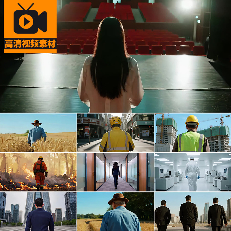 各行各业劳动者背影工作人物行走前行脚步护士工人宣传片视频素材