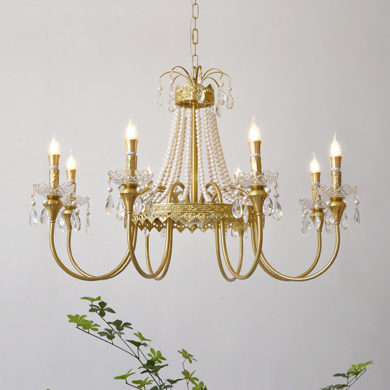 法式挑空客厅复古别墅欧式大气灯饰复式楼梯美式水晶吊灯工程灯具