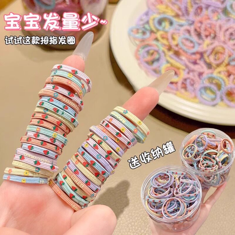 儿童高弹力小号拇指发圈多巴胺彩色甜美发绳女童马尾编发绳不缠发
