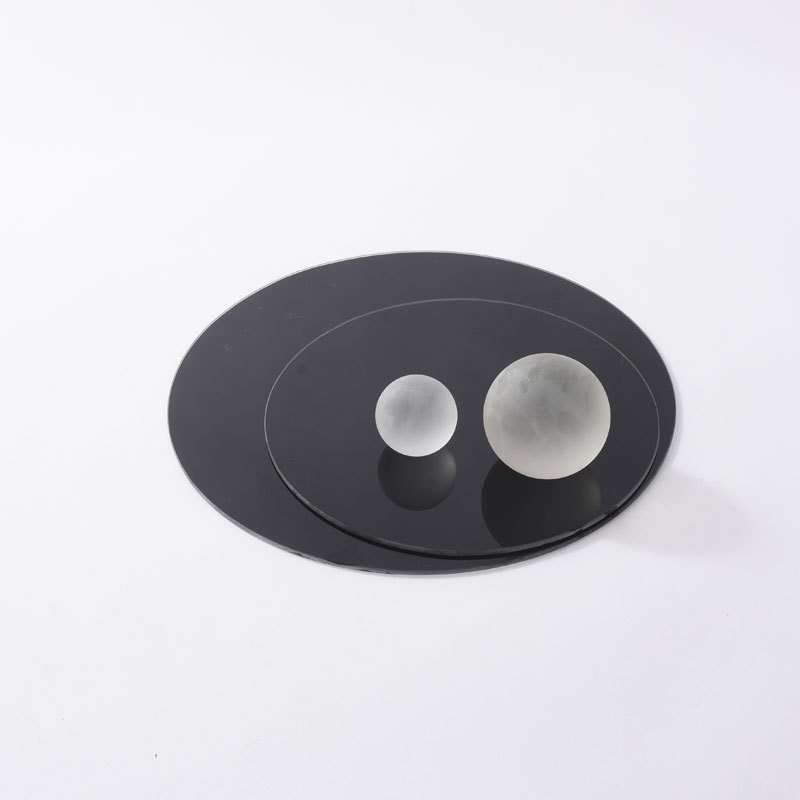 现代简约欧式轻奢黑色镜面玻璃圆形托盘摆件样板房售楼处软装饰品