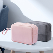 便携化妆包软皮拉链旅行收纳包大容量多功能拎包电源数码 收纳包