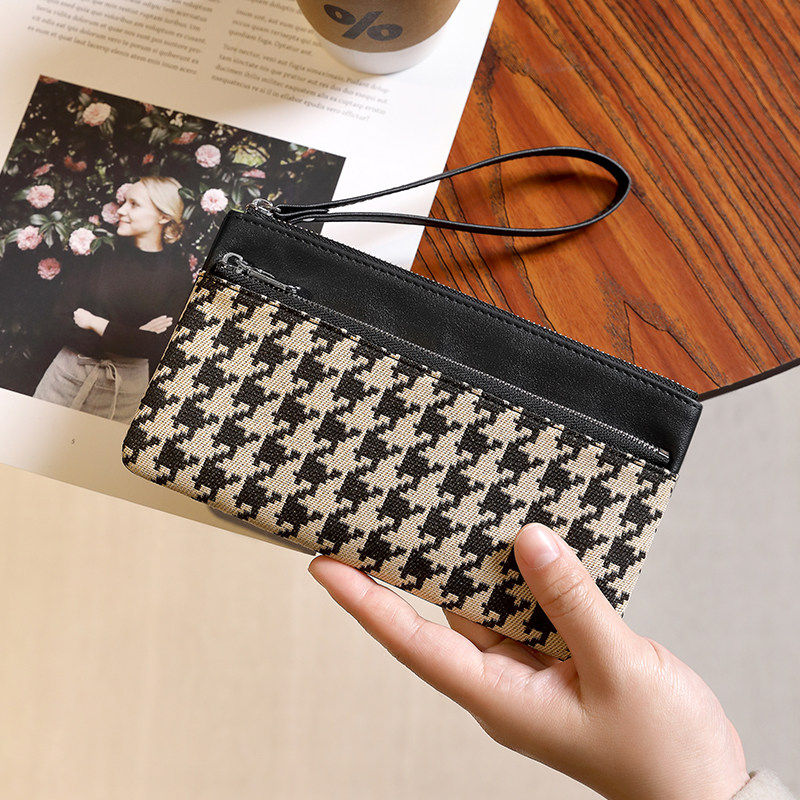千鸟格长款钱包女大容量卡包拉链精致高档小众设计零钱包简约百搭,箱包皮具/热销女包/男包,钱包,淘宝优惠券,粉丝福利购,淘宝优惠卷