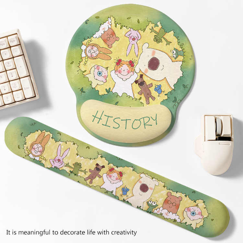 卡通可爱动物鼠标垫护腕垫套装创意小清新电脑键盘手托缓解疲劳
