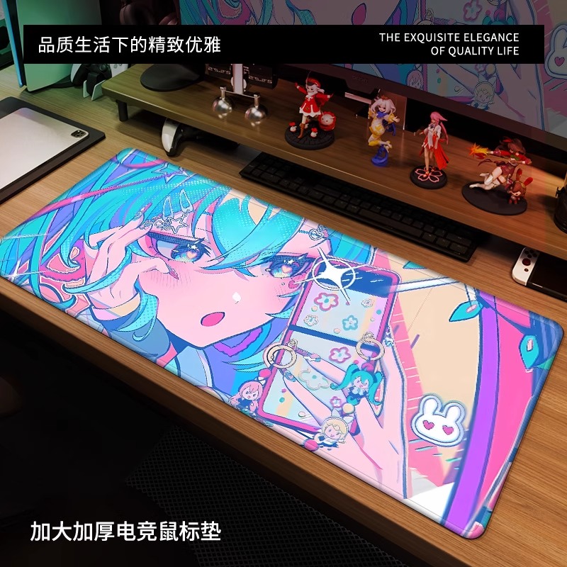 初音未来超大锁边加厚鼠标垫办公