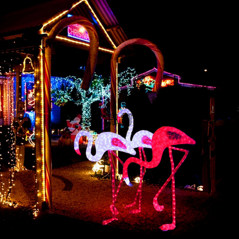 公园亮化3D滴胶火烈鸟灯光节装饰彩灯LED户外动物造型灯