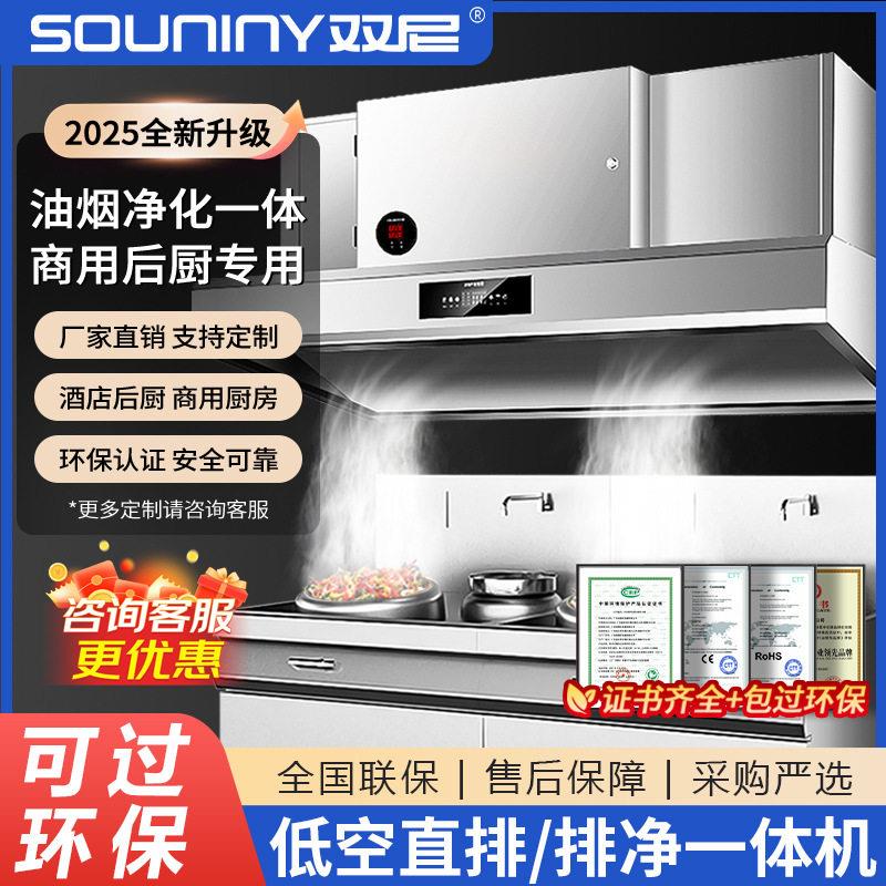 双尼油烟净化一体机餐饮商用无管道大吸力排烟罩厨房抽油烟机环保