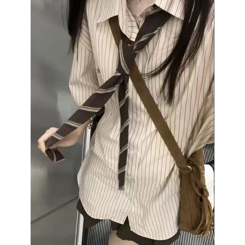中大童装JK制服夏季女孩竖条纹衬衫短袖百搭百褶裙初高中学生套装