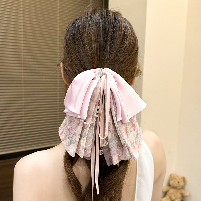 夏日新款网纱流苏蝴蝶结马尾夹2025法式轻奢甜美金标银丝轻纱发夹,饰品/流行首饰/时尚饰品新,发饰,淘宝优惠券,粉丝福利购,淘宝优惠卷