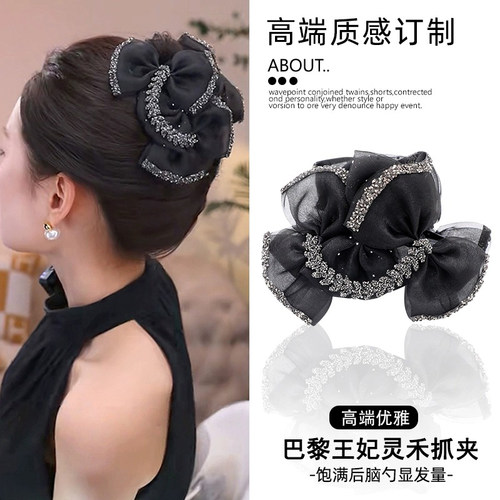 高级感蝴蝶结麦穗鲨鱼夹显发量
