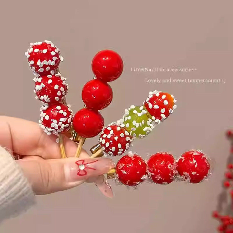 儿童新年冰糖葫芦仿真刘海发夹
