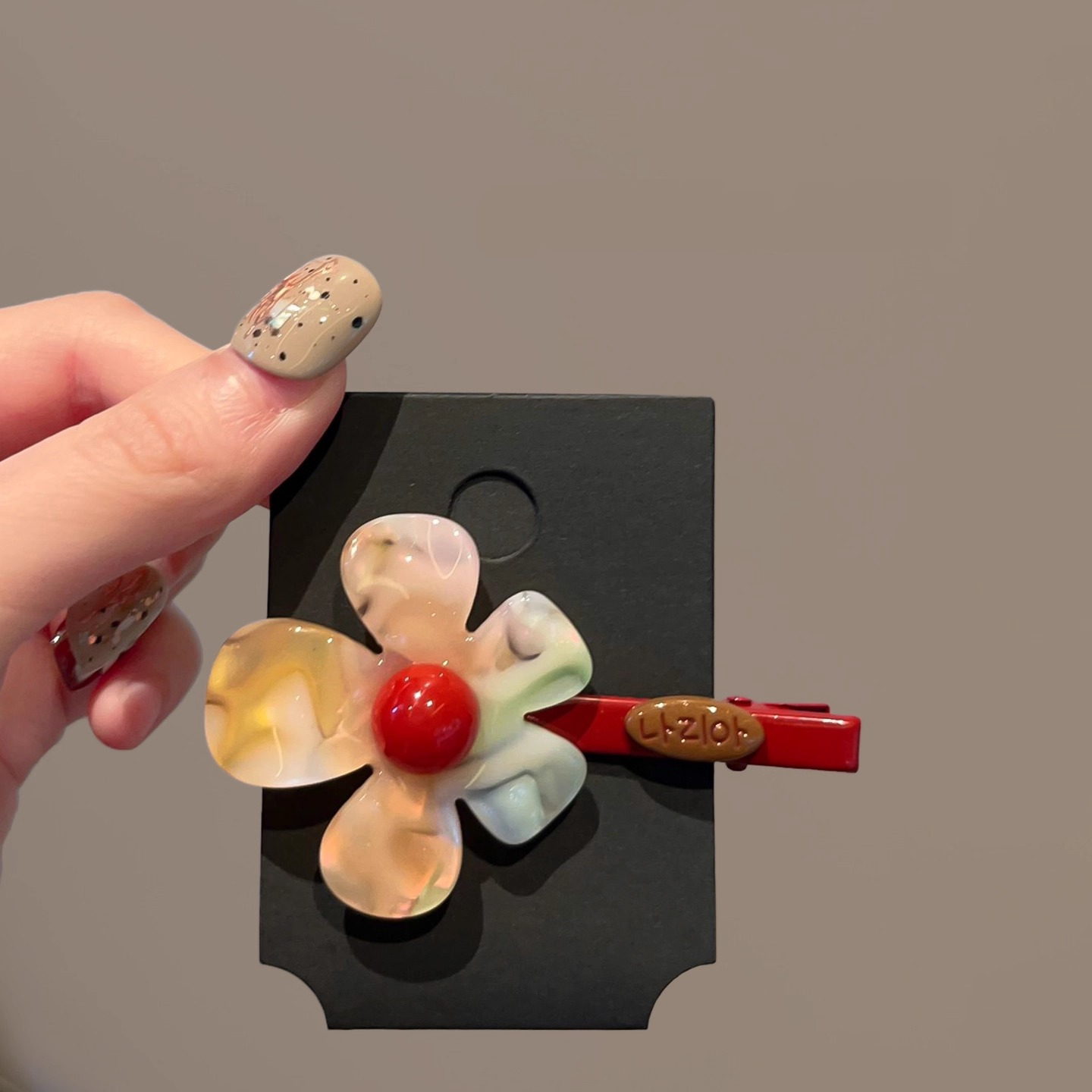韩系幻彩醋酸花朵刘海鸭嘴夹