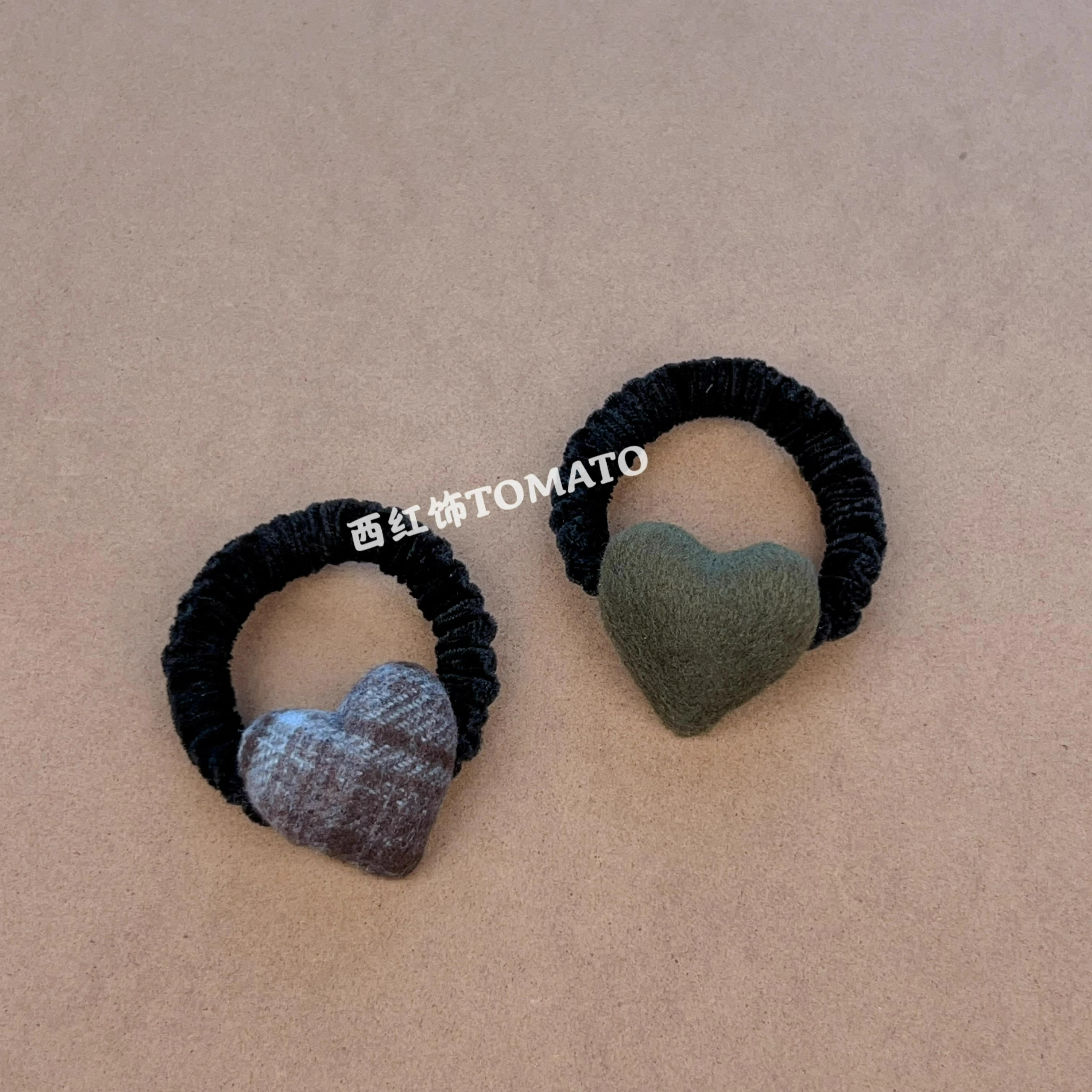 爱心发圈女扎丸子头丝绒发绳