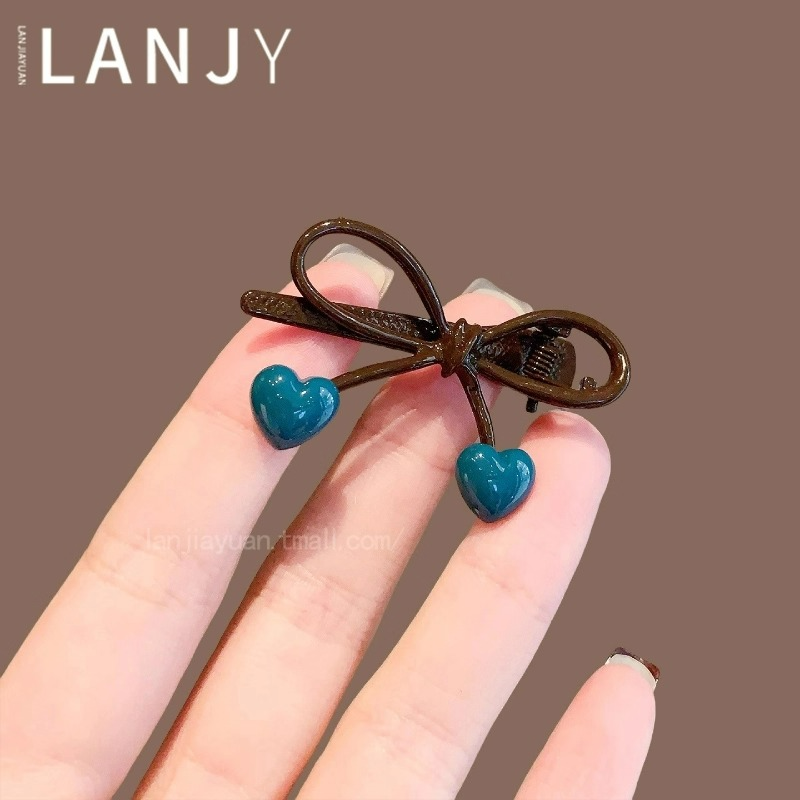 韩版甜美复古爱心蝴蝶结边夹时尚高端刘海夹精致洋气发夹发饰发卡