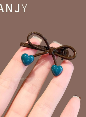 韩版甜美复古爱心蝴蝶结边夹时尚高端刘海夹精致洋气发夹发饰发卡