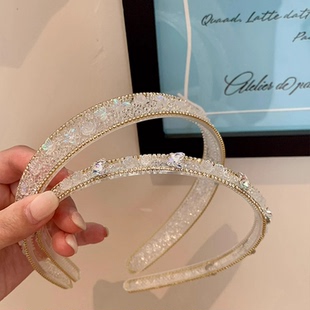 气质冷淡风水晶钻带齿发箍时尚精致洋气高级感外出压发头箍发卡女