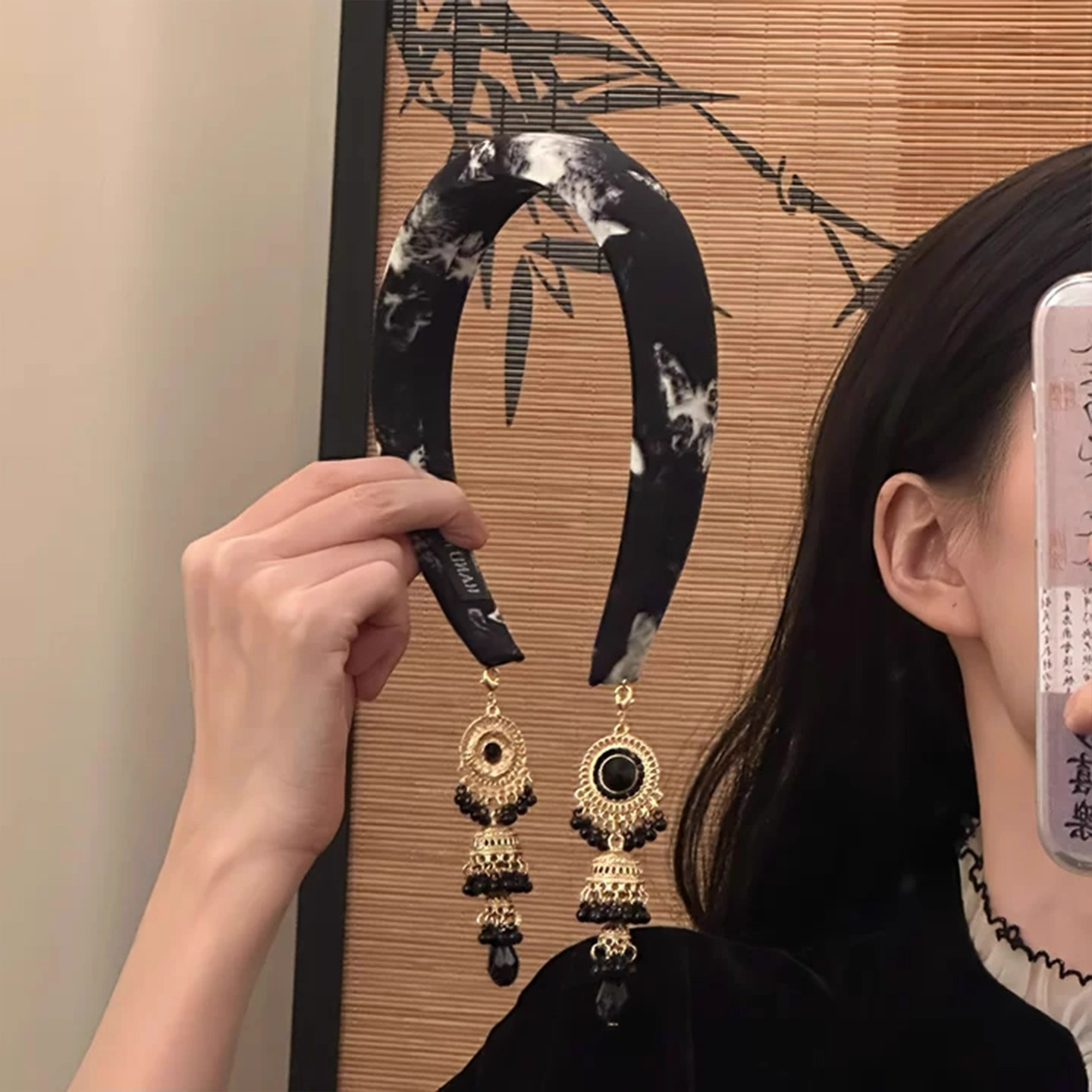 云烟墨影~复古民族风发箍女秋冬百搭新中式丝绒头箍手工流苏头饰