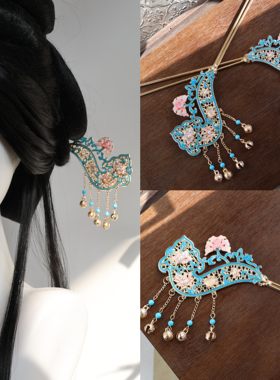 汉服宋制博鬓仿烧蓝如意步摇流苏超仙宫廷复古配饰品日常盘发钗子