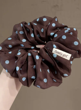 韩系复古波点咖色大肠发圈女新款高级感头绳后脑勺扎马尾皮筋发绳