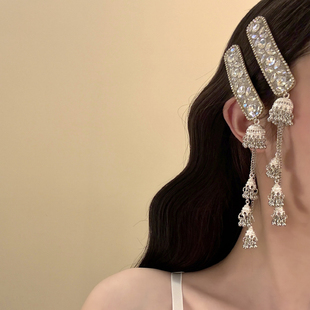 【一步一响】新中式民族风发夹银色风铃流苏头饰礼服配饰