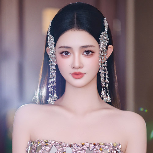 新中式精致镶钻银色发饰