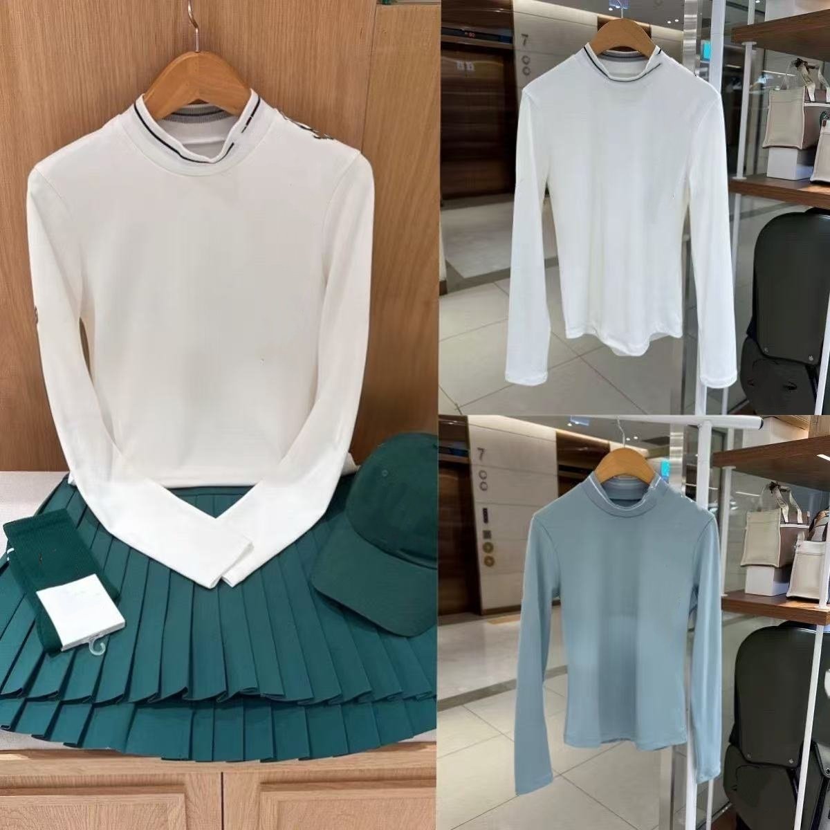 高尔夫球服2025初秋上衣女子运动休闲百搭标志配色小高领长袖T恤