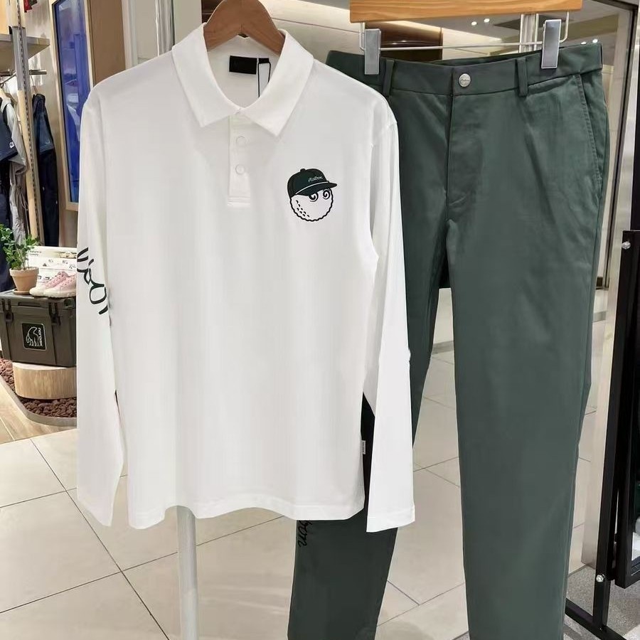韩国男士高尔夫运动服装2025春秋新款翻领长袖上衣休闲百搭polo衫