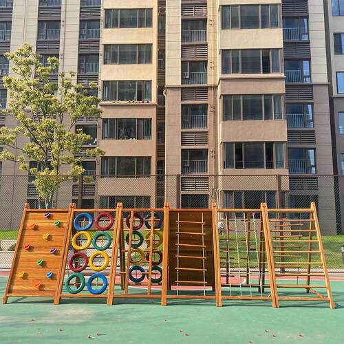 幼儿园户外攀爬墙攀岩儿童大型木质攀爬架爬网实木体能训练组合