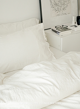 造卧zwow北欧简约ins白色冷淡侘寂风纯棉全棉高级感韩式四件套件