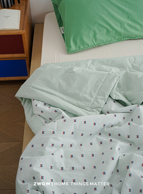 造卧zwow四叶花立体提花紫绿色薄荷曼波全棉夏被夏季空调被薄被子