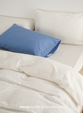 造卧zwow秋季侘寂风北欧白色立体提花3层空气层A类床单床笠四件套