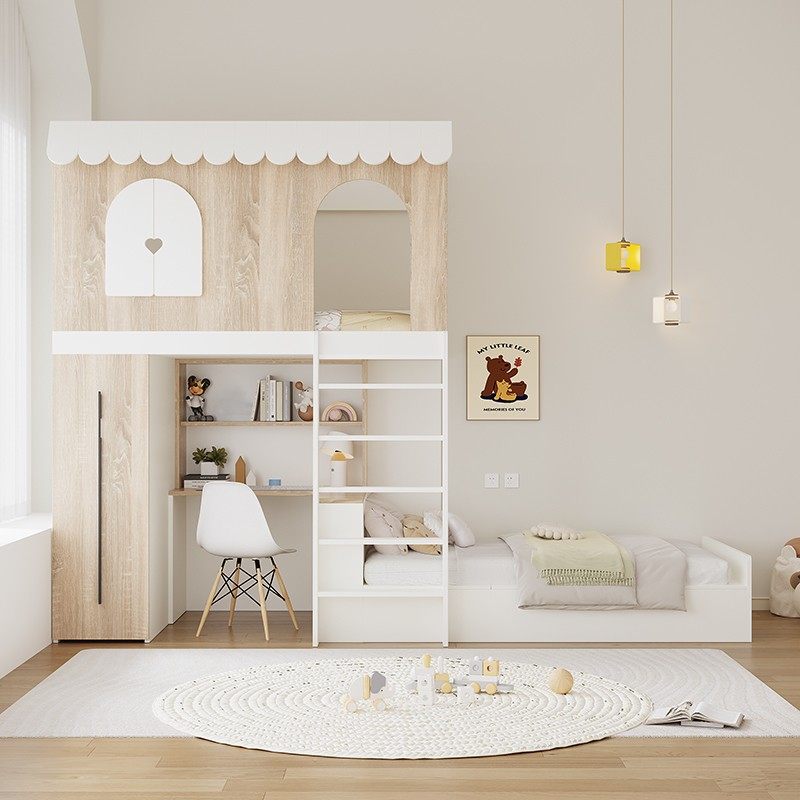 平行上下床树屋床高低床儿童上下床小户型双层床衣柜可抽拉上下床,住宅家具,树屋床,淘宝优惠券,粉丝福利购,淘宝优惠卷