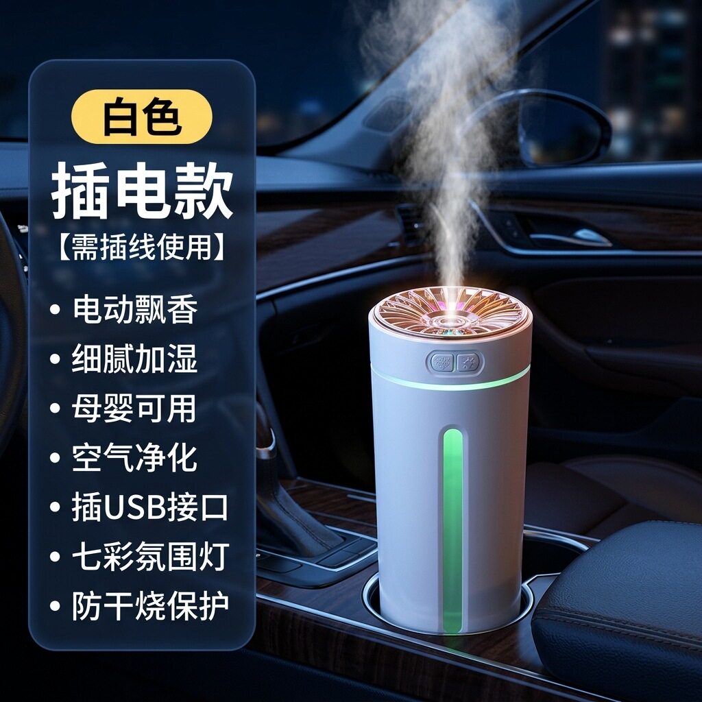 幻影杯车载香薰机充电款无线加湿器便携小型智能自动喷雾车内扩香