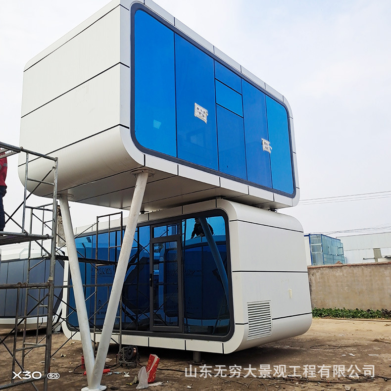 钢结构移动房屋 户外创意别墅商铺办公室 双层苹果舱民宿太空舱