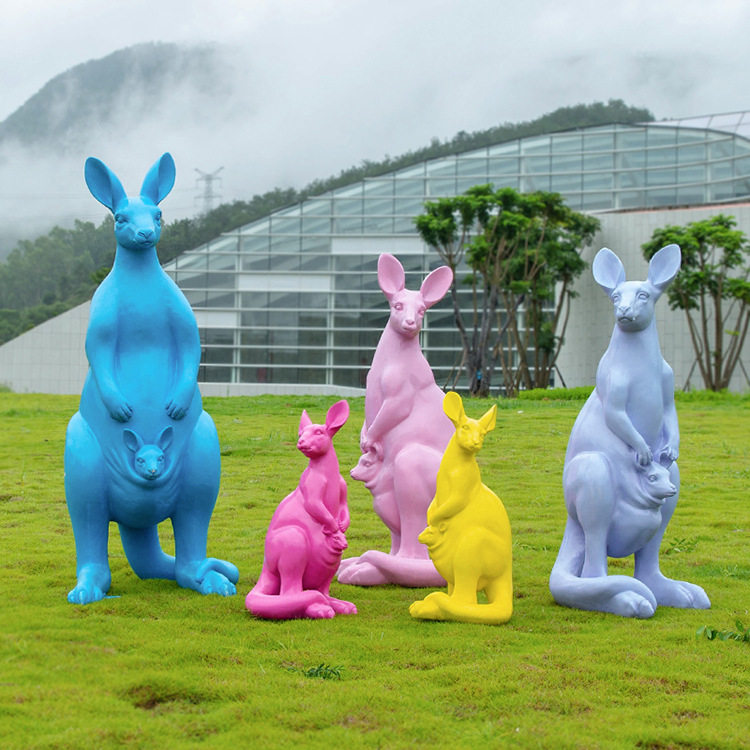 玻璃钢仿真袋鼠动物雕塑商业街公园景观广场楼盘彩色户外落地摆件,家居饰品,户外/庭院摆件,淘宝优惠券,粉丝福利购,淘宝优惠卷