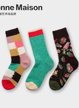 BONNE MAISON法国进口设计师潮牌炸街彩袜春秋慕斯百搭羊毛袜中袜