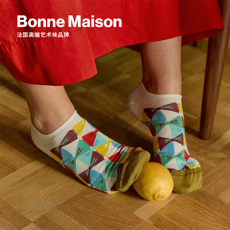 BONNE MAISON法国进口设计师品牌艺术短袜夏季薄款袜子男女士船袜
