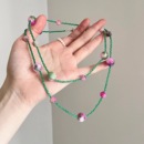 Green texture crystal red beads项链 rose Vintage古着