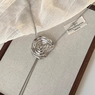 Vintage古着 Wave textured flowers项链