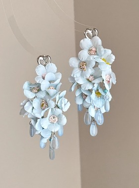 Vintage古着 Flourishing flower blues耳饰