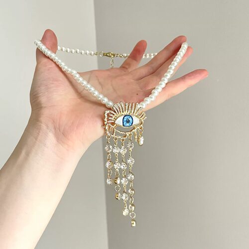 Vintage古着 Medieval blue eye tassels项链