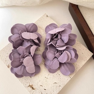 chiffon glow flower耳饰 Purple Vintage古着