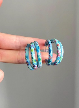 Vintage古着 Printed wreath耳饰