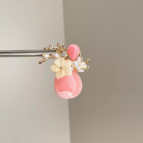 Vintage古着 Pink natural stone胸针