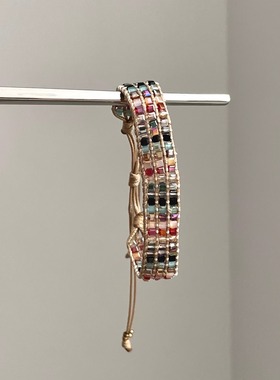 Vintage古着 Bohemian colored crystal weaving手绳